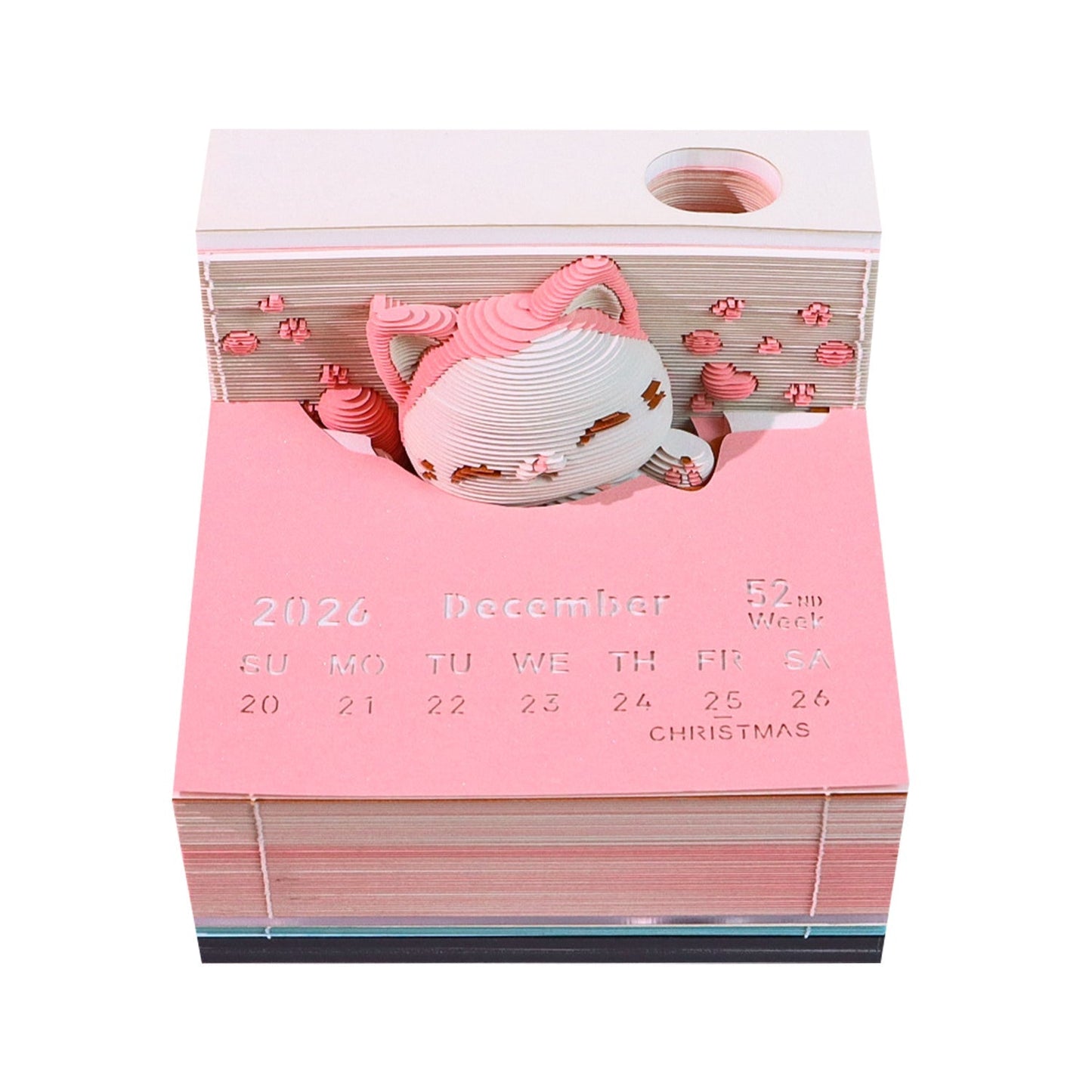 Calendrier 3D 2026 - Chat sauteur