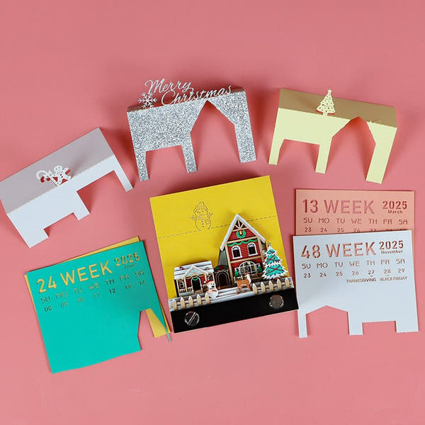 Calendrier 3D 2026 - Maison enneigée de Noël