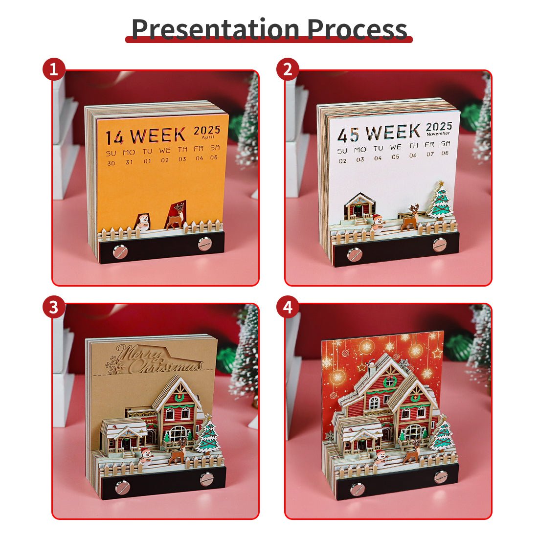 Calendrier 3D 2026 - Maison enneigée de Noël