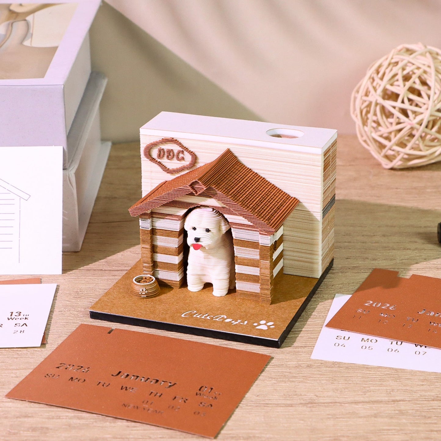 Calendrier 3D 2026 - Chien 