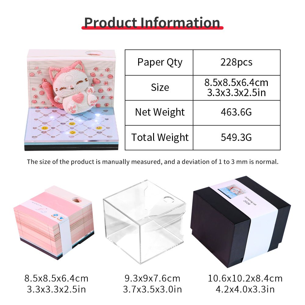 Calendrier 3D 2026 - Chat sauteur