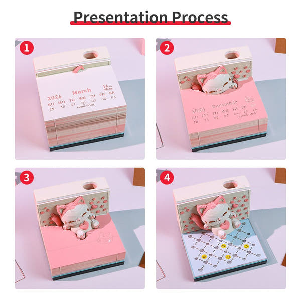 Calendrier 3D 2026 - Chat sauteur