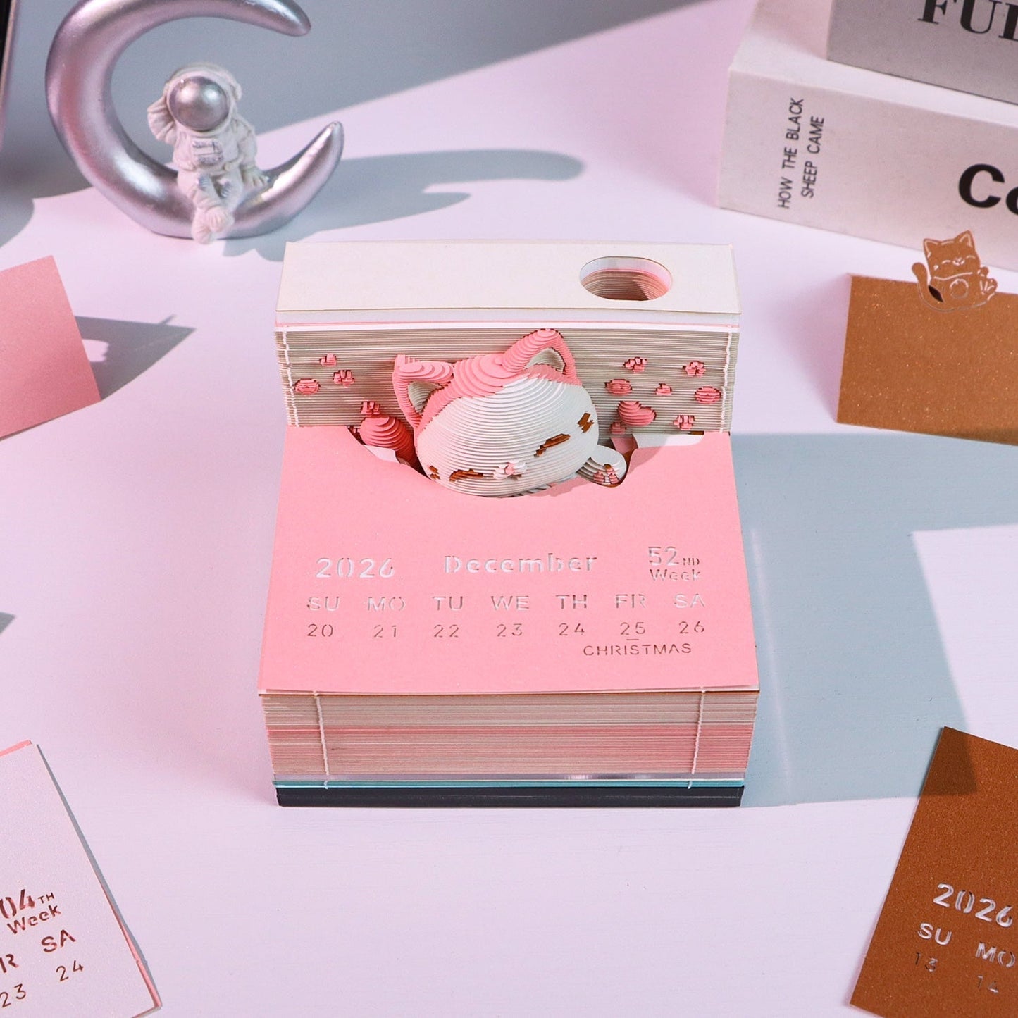 Calendrier 3D 2026 - Chat sauteur