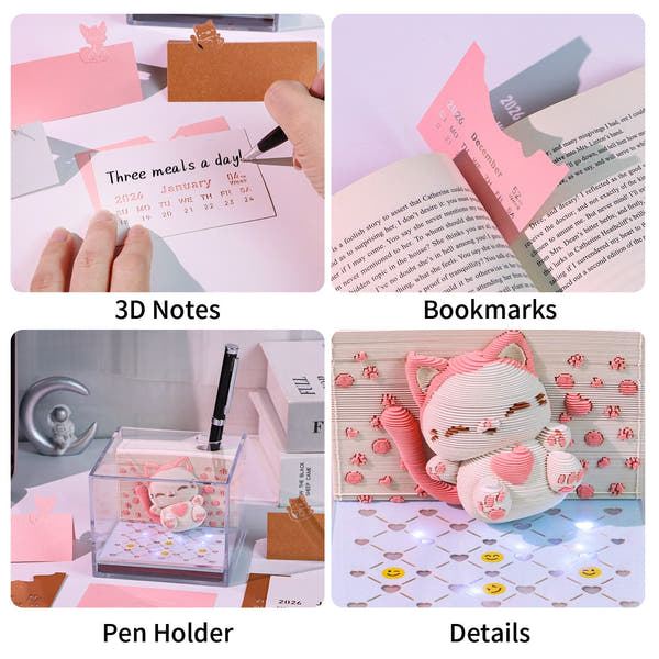 Calendrier 3D 2026 - Chat sauteur