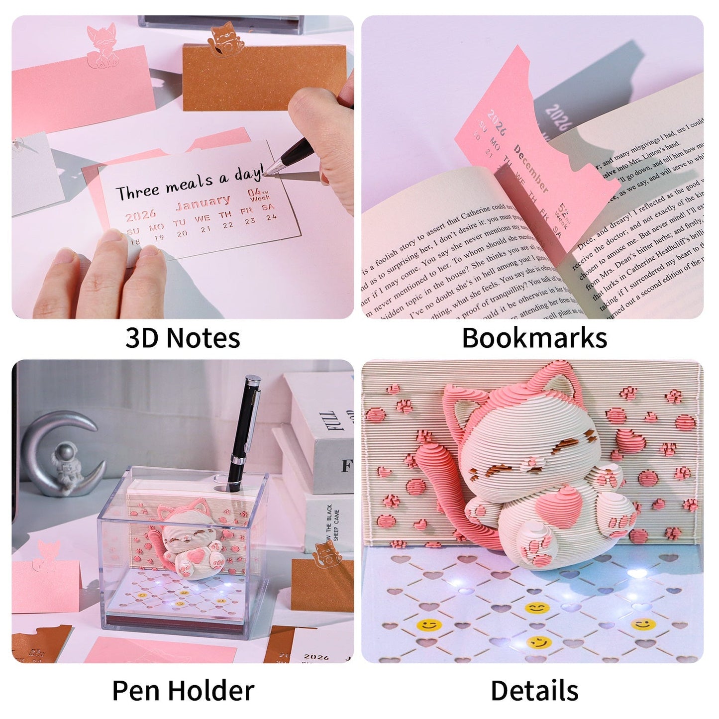 Calendrier 3D 2026 - Chat sauteur