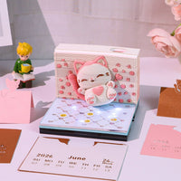 Calendrier 3D 2026 - Chat sauteur