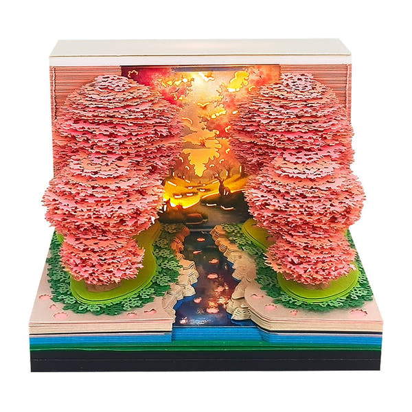 Calendrier 3D 2026 - Forêt de fleurs de pêcher 