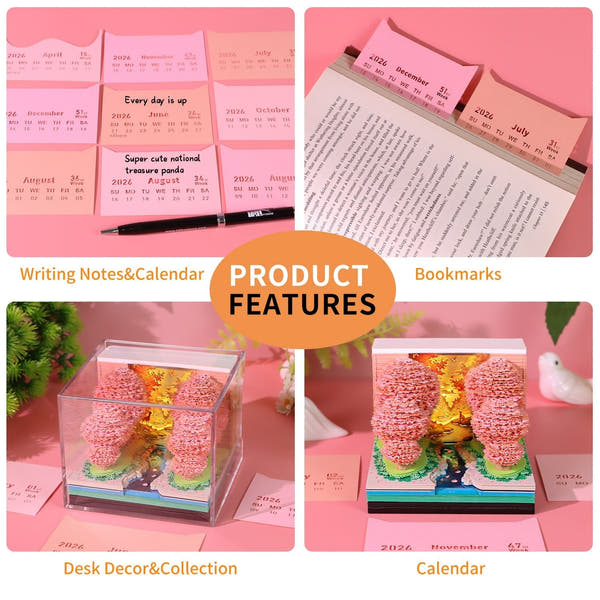 Calendrier 3D 2026 - Forêt de fleurs de pêcher 