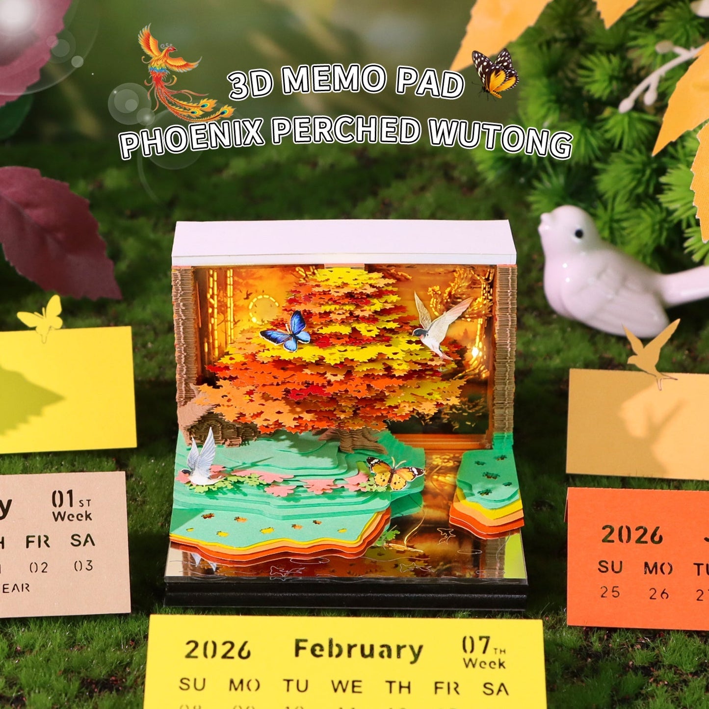 Calendrier 3D 2026 - Phénix perché Wutong 