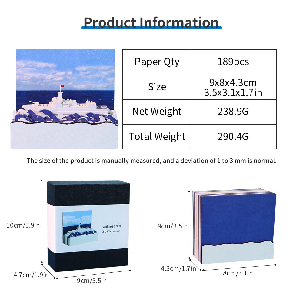 Calendrier 3D 2026 - Voilier