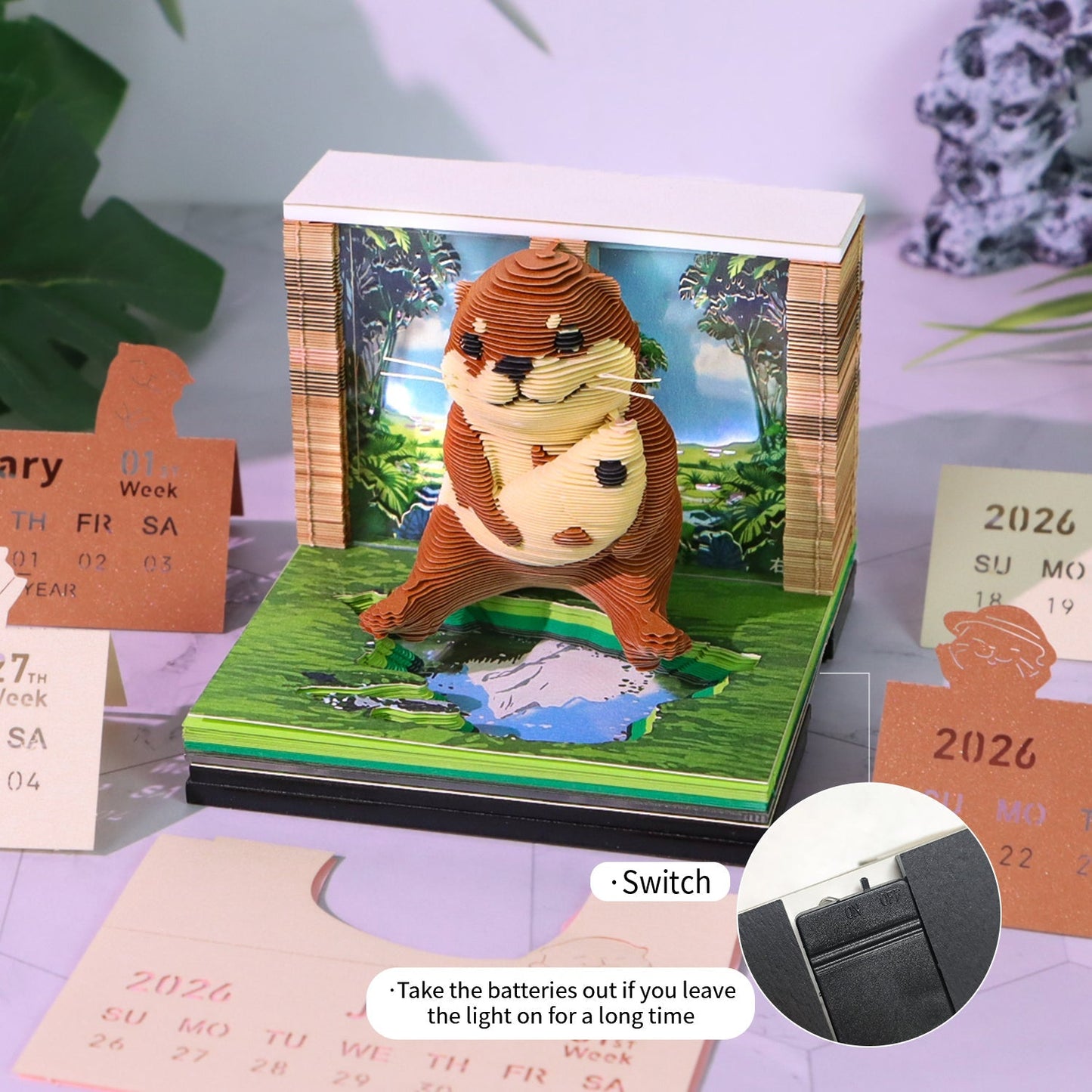 Calendrier 3D 2026 - Loutre de mer 