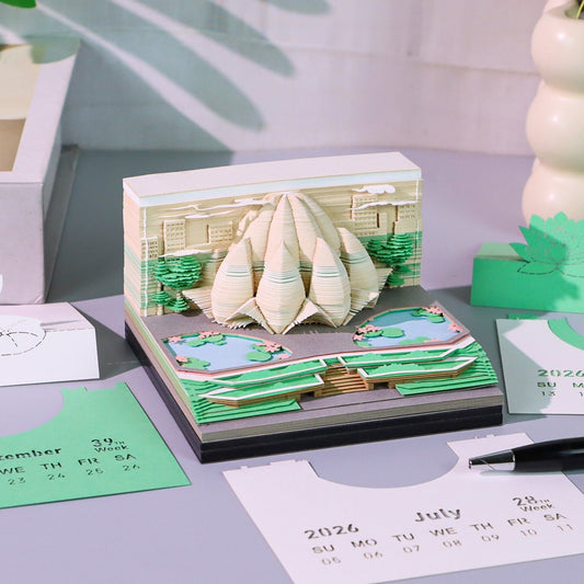 Calendrier 3D 2026 - Le Temple du Lotus 