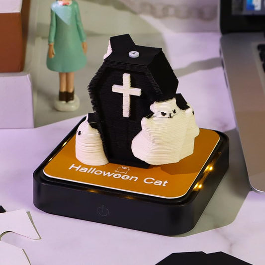 Calendrier 3D 2026 - Chat d'Halloween 